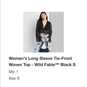 Target Women’s Long Sleeve Woven Tie Front Sheer Top